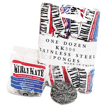 Kurly Kate Stainless Steel Scrubbers, Medium, Steel Gray, PK12 6275630